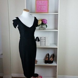 Leona Edmiston Black Dress Ruched 0/2/XS Edminston